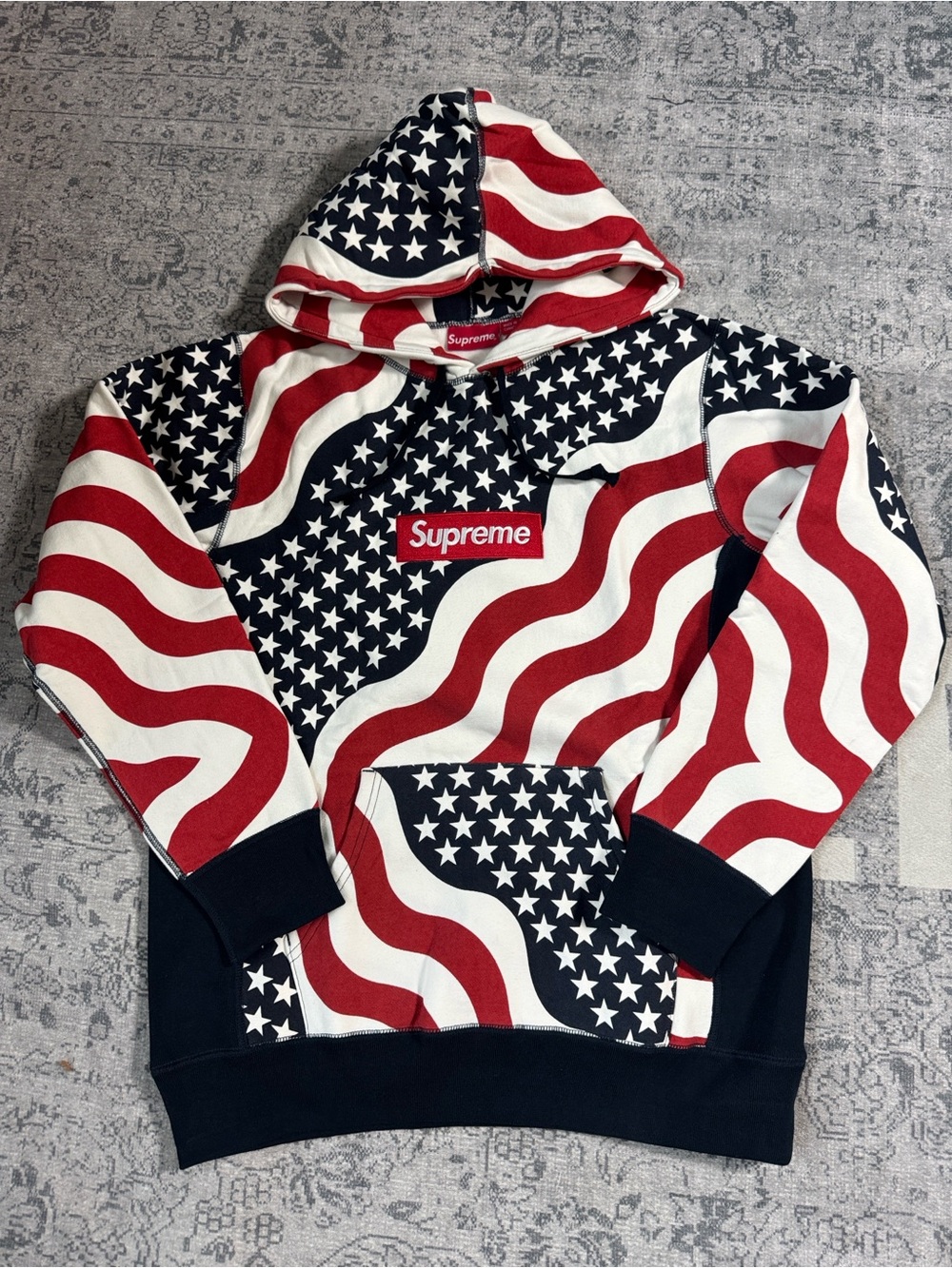 Supreme Red White Navy American Flag Hoodie